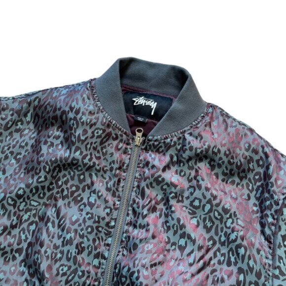 Stussy Multicolor Zip Up Bomber Jacket Iridescent Size XS - Picture 2 of 8